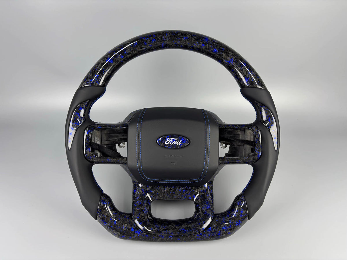 Blue forged carbon custom steering wheel by MAB Customs