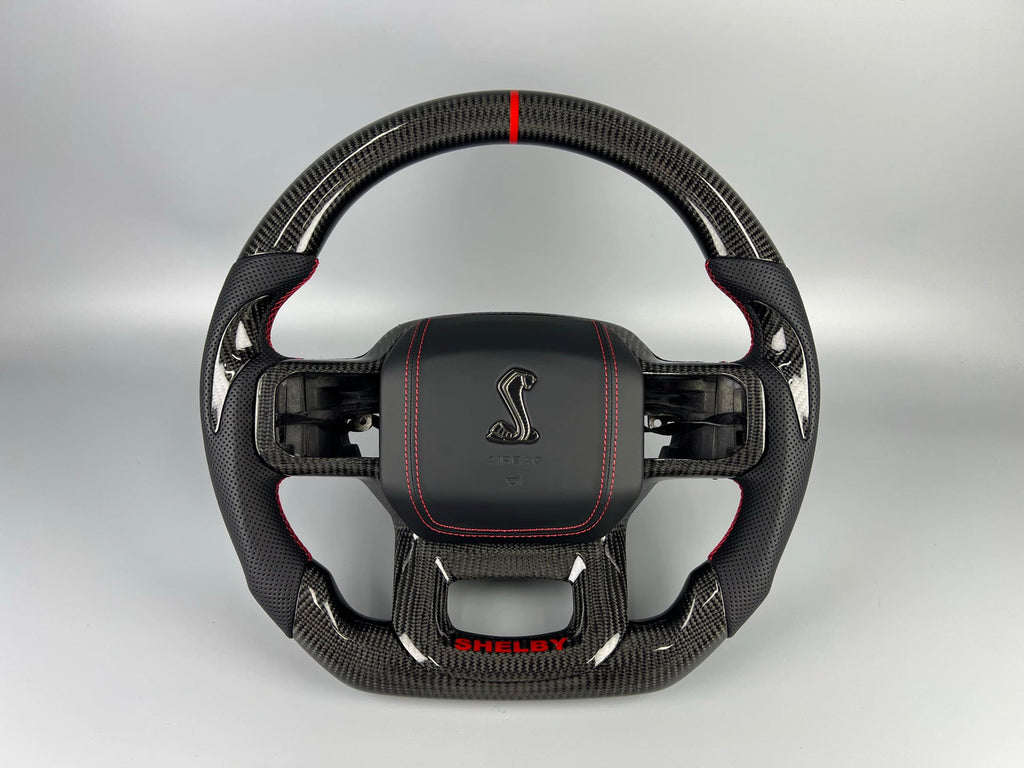 Standard carbon steering wheel with red stitching by MAB Customs