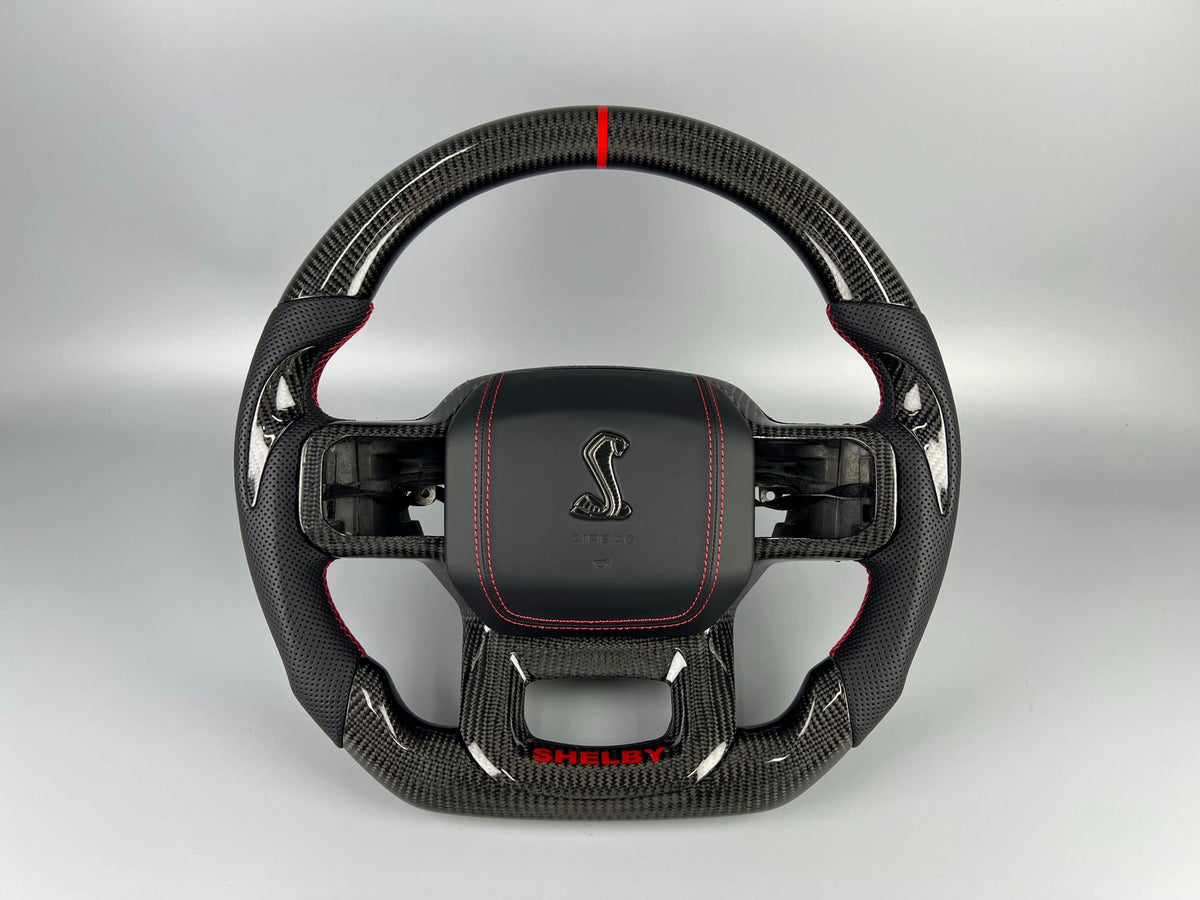 Standard carbon steering wheel with red stitching by MAB Customs